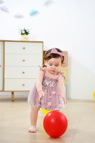 TITKKOP Baby Girl 1st Birthday Clothes One Year Old Tulle Romper Sleeveless Bodysuit Cake Smash Outfits