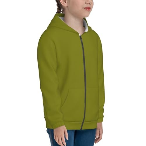 Olive Kid Hoodies Boys Zip Up Sweatshirts Girls Pullover with Pocket4