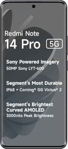 Image of Redmi Note 14 Pro 5G (Titan Black, 8GB RAM+ 256GB Storage) | Mediatek Dimensity 7300 Ultra Processor | AMOLED Display | Dual Nano-SIM | 5500mAh Battery