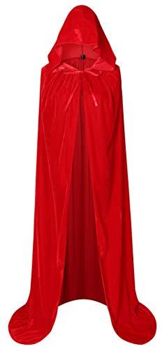 BIGXIAN Long Hooded Cloak Velvet Cape Witch Costume Halloween Costumes for Women Men