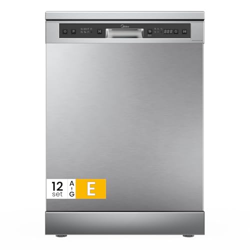 Midea Lavastoviglie Libera Installazione 12 Coperti 6 Programmi 60 cm Inox | Avvio Ritardato, Mezzo Carico, Cestello Regolabile, Asciugatura Extra, Blocco Bambini, 49 dB, Installazione Flessibile