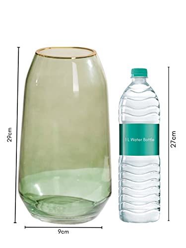 Image of Nestasia Green Clear Glass Flower Vase