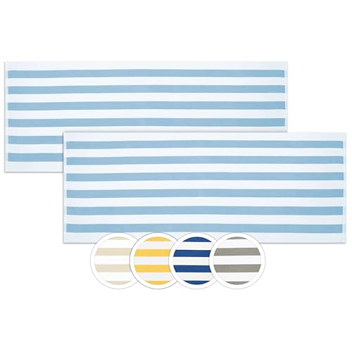 Zollner 2 Toallas De Playa Y Piscina A Rayas Azúl Celeste, 70x180 Cm, 400 G