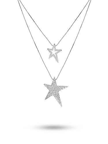 Sacina Gothic Grunge Y2k Aesthetic Layered Rhinestone Star Necklace, Y2k Emo Grunge Necklace, Christmas Jewelry Gift for Women
