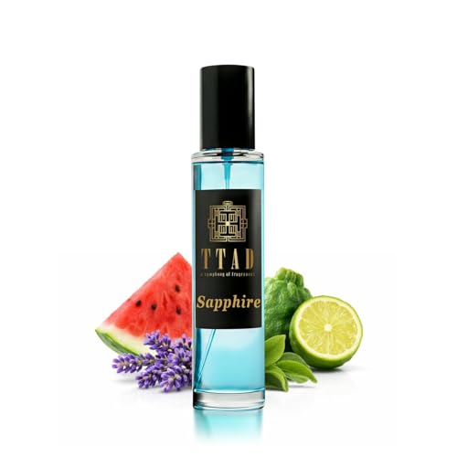 Image of TTAD Sapphire Luxury Perfume for Men 30ml | Long Lasting Aquatic Eau De Parfum | Fresh Watermelon, Lavender & Bergamot with Lotus, Jasmine, Sandalwood & Musk | Premium Daily Fragrance for Men