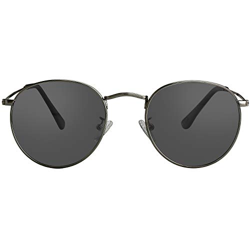 Image of Kursan Small Round Metal Polarized Sunglasses for Men Women Mirrored Lens Classic Circle Sun Glasses