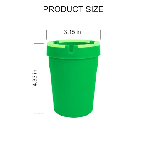 Image of Mandark Car Ashtray, 2PCS Glow In The Dark Smokeless Self-Extinguishing Vehicle Cigarette Trash Can, Smellproof Portable Automotive Ash Holder Organizer, Universal for Truck Home Office (Green)