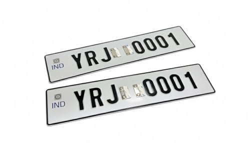 Image of Magnetic Fancy Car Name and Number Plate with IND Embossed Design, Scratch Resistant, (Set of 2)