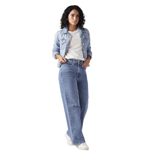 Image of Women's Blue Ribcage Wide Leg fit high Rise Jeans