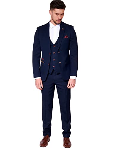 Costume 3 pièces homme coupe classique élégant avec veste gilet et pantalon