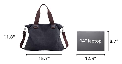 Bolso Tote de Lona para Mujer, Negro miniatura 3