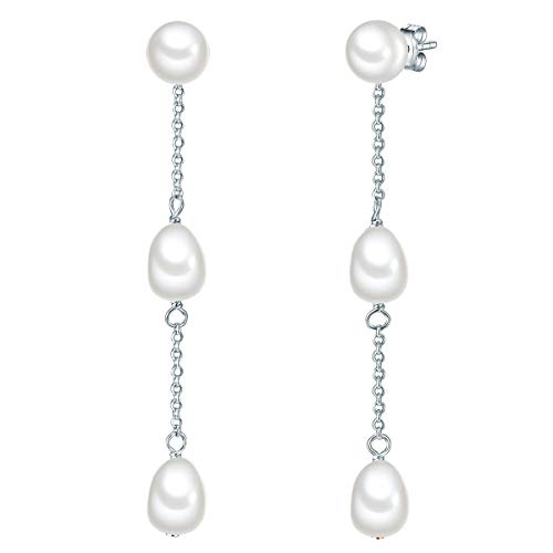 Valero Pearls Boucles d'oreilles pour Femme en 925 Argent sterling Perle de culture d`eau douce env. 6,0-7,0 mm En forme de bouton/grain de riz Cover