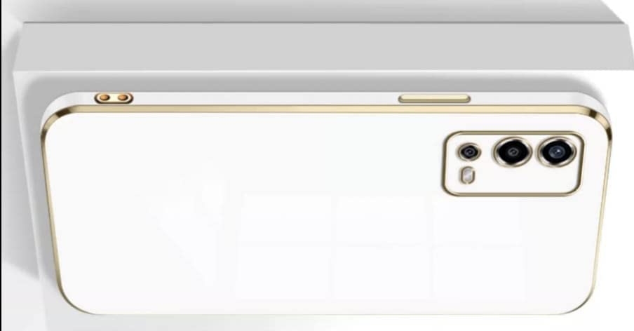 Image of Apurb Store for Oppo A55 4G Plating Square Gold Frame Phone Case Luxury Soft Silicone Back Cover (for Oppo A55 4G, White)