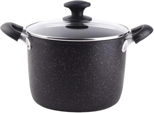 SLLS 両手鍋 医石コーティング 焦げ付かない・汚れにくい ガラス蓋付き 大容量 深型 シチューポット/カレー鍋/深鍋/卓上鍋/大きい鍋 お手入れ簡単 多機能 おしゃれ 多機能調理器具 ih 対応・オール熱源対応