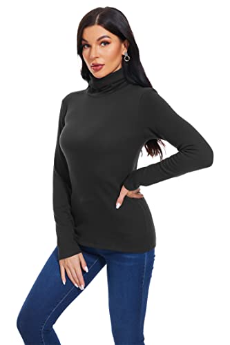 Image of TAIPOVE Cotton Fleece Lined Turtleneck Top for Women Long Sleeve Mock Turtle Neck Lightweight Sweater Thermal Underwear Shirt
