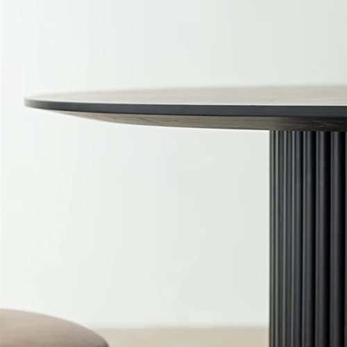 Black Solid Wood Dining Table, Round Kitchen Table, Wooden Pedestal Dining Room Table Restaurant Furniture Leisure Coffee Table - 27.6" L X 27.6" W X 29.5" H #TOP3