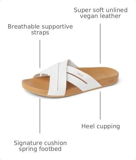 Reef Cushion Spring Bloom Womens Fashion Slide Sandal, Ultra Soft Cushion Footbed, White/Tan, 6 - image 3