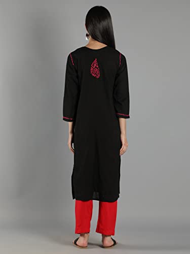 Image of Seva Chikan Hand Embroidered Lucknowi Chikankari Cotton Kurta Kurti for Womens SCL4219