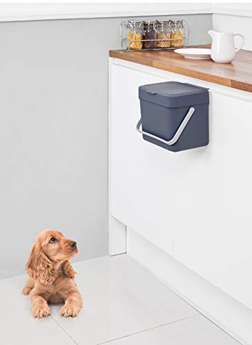 Image of Litem Hanging Waste Bin | Trash Can | Dark Grey | Wall Hanging Type, Hook and Bracket Included, Kitchen Countertop Compatible, 1.05 Gallons (4L)