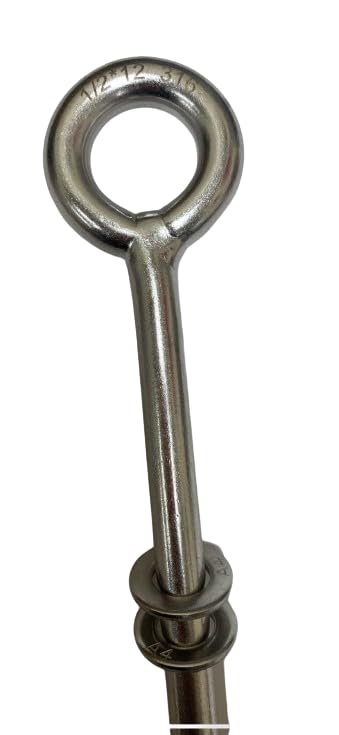 US STAINLESS Stainless Steel 316 Eye Bolt 1/2" x 12" UNC(1/2"-13 Pitch) Short Thread Marine Grade