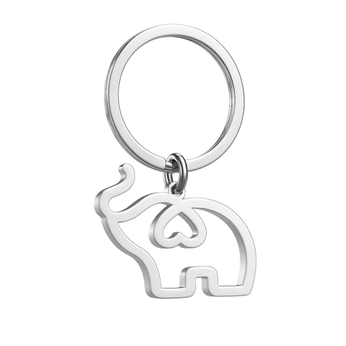 Porte-Clés Éléphant – Porte-Cléf Animal et Charme de Sac pour Femmes avec Détail Cœur...