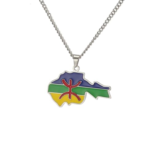 Collier carte des pays berbères africains Pendentif symbole berbère africain Collier ethnique africain Tribu musulmane Égypte Religieuse Kabyle Amazigh...