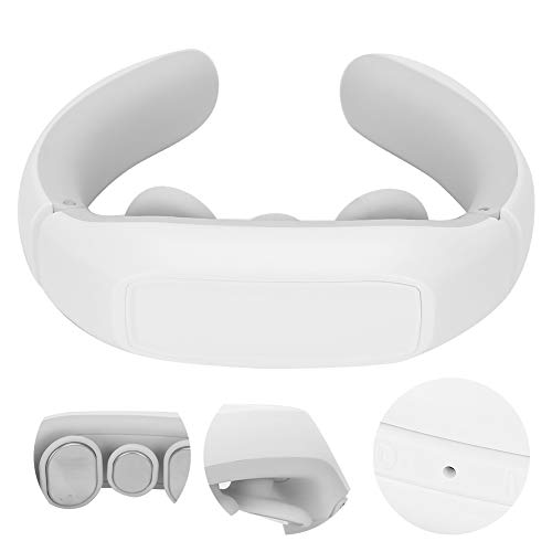 Neck Massager, Professional Electric Neck Massager, Blood Circulation Massage Device Hot Compression Vibration Therapy Instrument of Three Electrode Patches(Blanc)