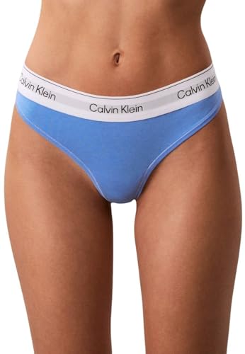 Calvin Klein Womens Stretch Thong Blue (Blue Descent) M