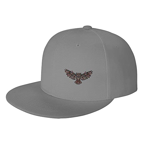 Flat Brim Cap Snapback Hat for Men - Glass Owl Animal Prints Adjustable Baseball Cap3
