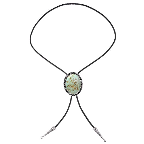 Image of Turquoise Agate Granite BOLO Tie for Men Women Leather Wedding Necklace Western Cowboy Necktie