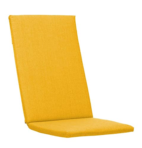 KETTtex EXKLUSIV Coussin pour chaise de jardin à dossier haut jaune - 123 x 50 x 4 cm - KTH2 - Doux et robuste - Respirant, résistant aux UV - Motif 8586