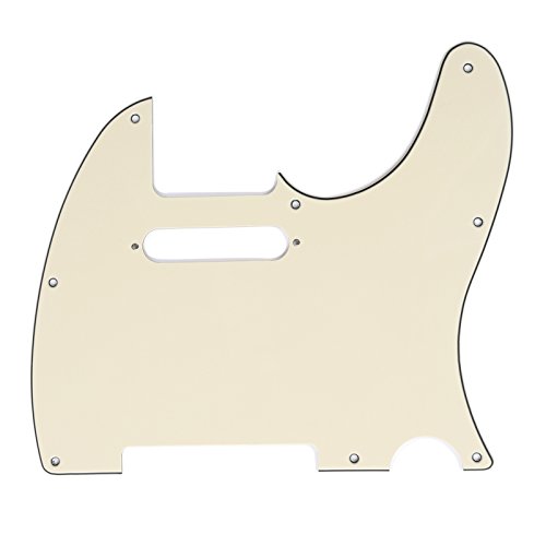 Musiclily 8 Trous Tele Pickguard Guitare pour USA/Mexicain Fender Standard Telecaster Style Moderne,3 plis Crème - Les Beatles, Paul McCartney, John Lennon, RIngo Starr, George Harrison Musiclily 8 Trous Tele Pickguard Guitare pour USA/Mexicain Fender Standard Telecaster Style Moderne,3 plis Crème