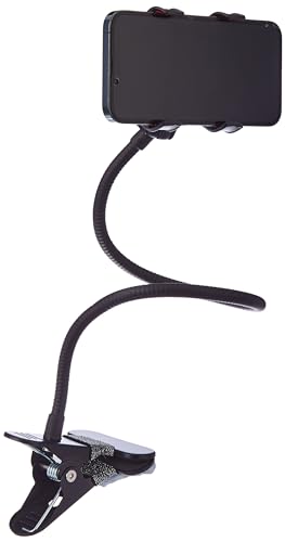 Image of amazon basics Tabletop Stand for Mobile, Tablet and E-Reader, Clip Mount, Multi-Angle, Foldable, Lazy Bracket, Universal Compatibility