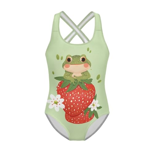 Image of Girls One Piece Swimsuits Axolotl Cross Back Swimwear Beach Summer Quick Dry Beach Bathing Suit