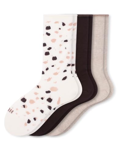 Image of HUE Women's Jeans Roll Cuff Crew Sock, Crew Socks for Women