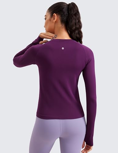 Image of CRZ YOGA Seamless Top Waist Length | Training, Chafe-Free, Slim Fit, Raglan Sleeves, Mesh Vents, Workout, Long Sleeve Shirts for Women
