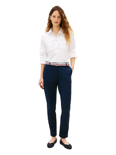 Image of Tommy Hilfiger Women's Twill Slim Chino Pants with Stretch Mid Rise Ankle Pants