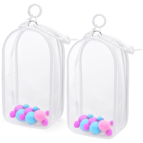 Image of Mity rain 2PCS Clear Collectible Display Bag with Keychain | Transparent Storage & Carrying Case for Mini Figures, Models, Blind Box Items 7.5Inches