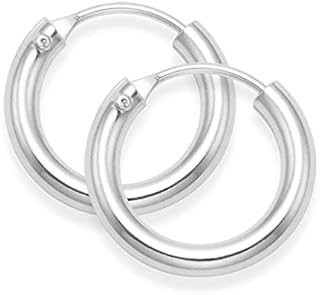 Heather Needahm Sterling Silver Hoop Earrings - SIZE: 14mm (1/2 inch) x 2.5mm - Premium quality. MUCH SMALLER THAN SHOWN. Branded gift box. 6272