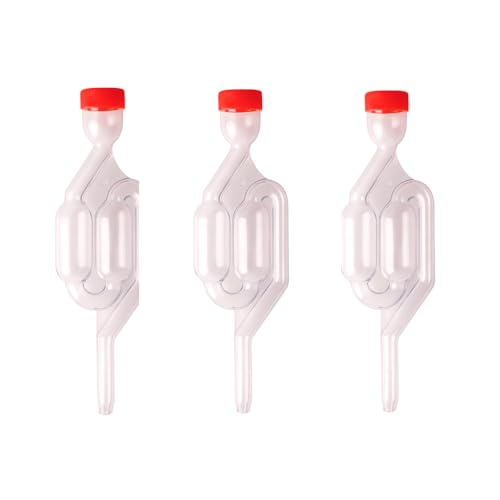 Image of S-Shape Fermentation Airlock for Home Brewing Plastic Bubbler with Dust Cap for Wine Making, Beer, Kombucha & Kimchi Airlock Fermentation Tube for Wine Making kit (L 17*W 3*H 0.76cm, 3Pcs)
