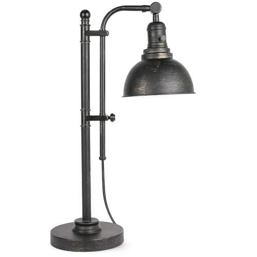 VONLUCE Rustic Desk Lamp Black Adjustable, Industrial Style Metal Task Lamp (25'-29'), Vintage Work Lamp, Farmhouse Reading Lamp in Aged Bronze Finish, ETL Certificate