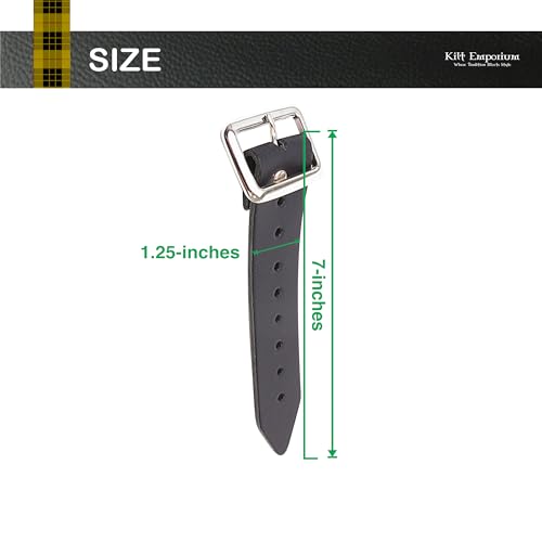 Genuine Leather Kilt Extension Straps Buckle Extenders - 7" x 1.25" Belt Extender for Men - Customizable Fit & Heavy-Duty Metal Buckle Extender - Set of 3, Black3