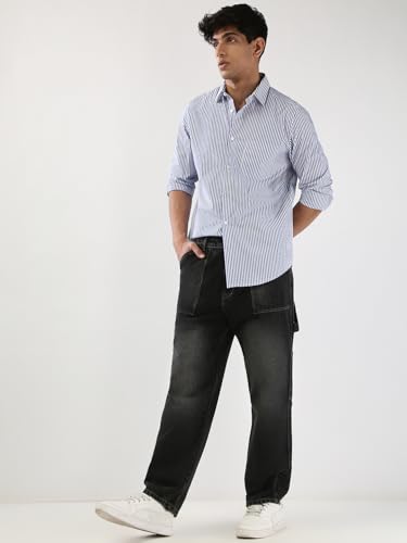 Image of Urbano Fashion Men's Loose Baggy Fit Cargo Carpenter Jeans with 6 Pockets Non-Stretchable