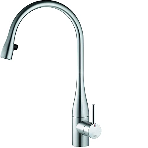 Franke KWC, Miscelatore monocomando con aeratore Estraibile Eve, in Acciaio Inox A 225, 10.121.103.700FL