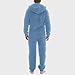 One Piece Pajamas for Men Winter Sherpa Fuzzy Long Sleeve Zip Up Hoodie Romper Warm Comfy Plush Jumpsuit Blue
