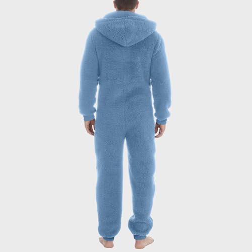 Men's Hooded Fleece Jumpsuit One Piece Zipper Couple Onesies Pajamas Cozy Winter Warm Plush Loungewear with Pocket4