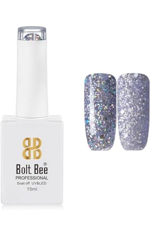 Image of BOLT BEE 15ML Gel Nail Polish 1Pc Clear Pink Glitter Nail Polish Soak Off UV LED Nail Gel Polish Nail Art Starter Manicure Salon DIY at Home, 0.5 OZ (1) (91)