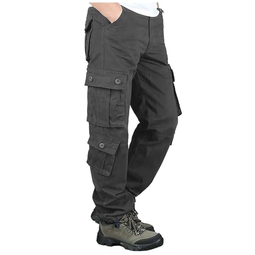 MOKBAY Pantalones Elasticos con Bolsillos Pantalón Chino Hombre Ropa Militar de Caza de Vestir Verde Ancho Pantalon Pana Pantalon Escalada Pantalones Cargo Hombre Invierno Verde Militar L