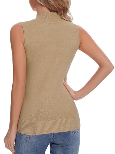 Image of Sleeveless Mock Neck Tops for Women Soft Slim Fit Knit Vest Tops