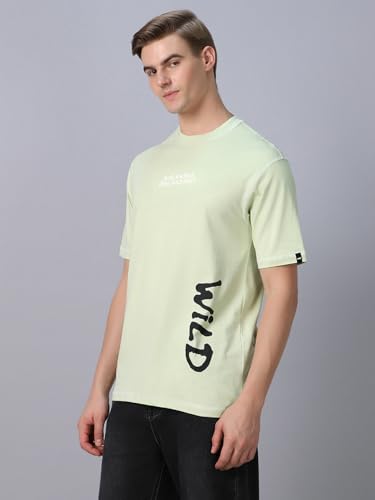 Image of Bewakoof Men's Cotton Typography Oversized Fit Half Sleeve Round Neck T-Shirt | Casual Wear | Street Wear | Oversized t Shirt for Men Cotton | Baggy
